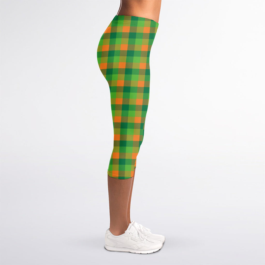 Shamrock Plaid St. Patrick's Day Print Women's Capri Leggings