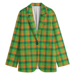 Shamrock Plaid St. Patrick's Day Print Women's Cotton Blazer
