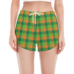 Shamrock Plaid St. Patrick's Day Print Women's Split Running Shorts
