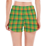 Shamrock Plaid St. Patrick's Day Print Women's Split Running Shorts