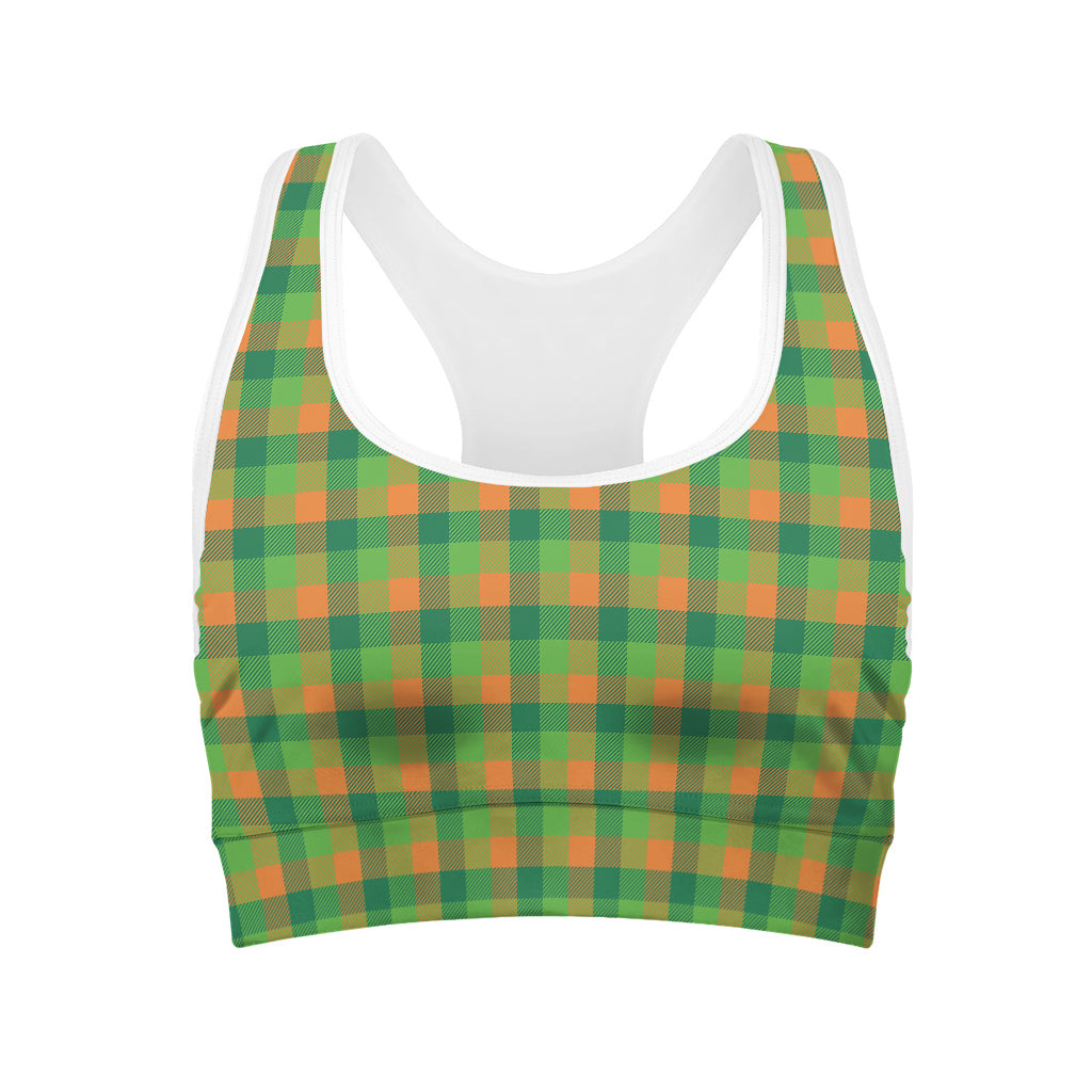 Shamrock Plaid St. Patrick's Day Print Women's Sports Bra