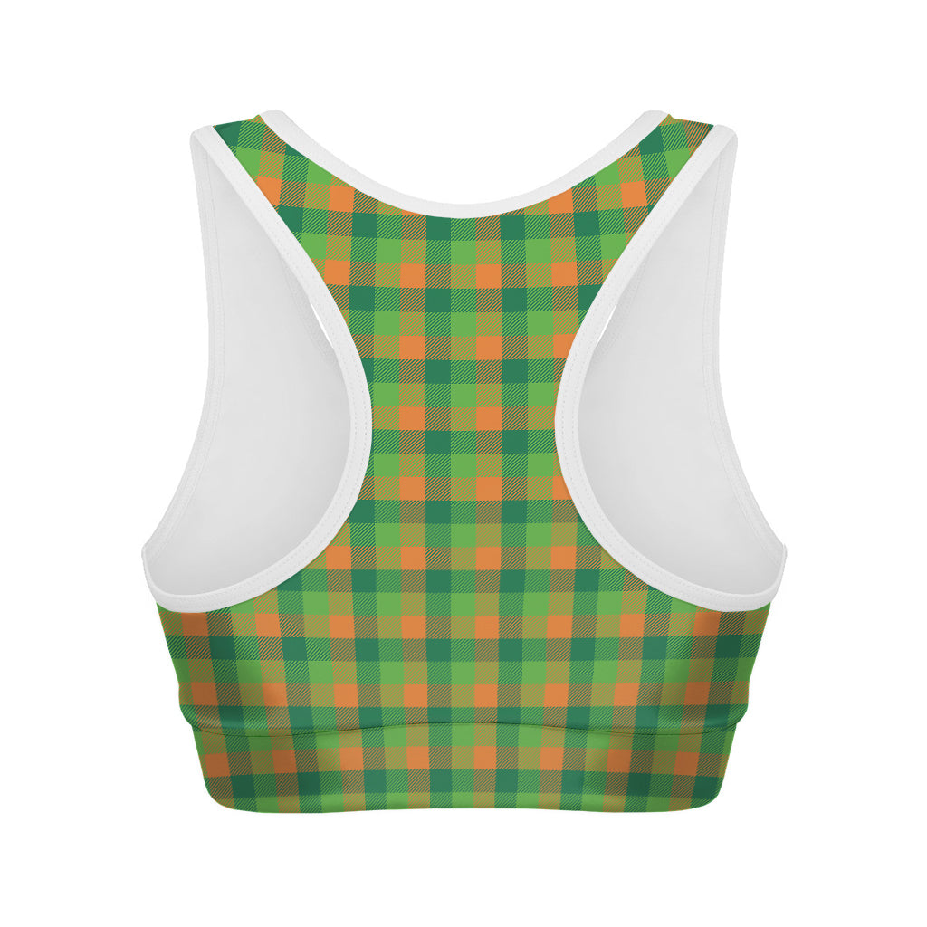 Shamrock Plaid St. Patrick's Day Print Women's Sports Bra