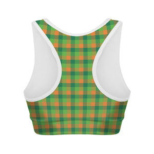 Shamrock Plaid St. Patrick's Day Print Women's Sports Bra