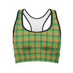 Shamrock Plaid St. Patrick's Day Print Women's Sports Bra