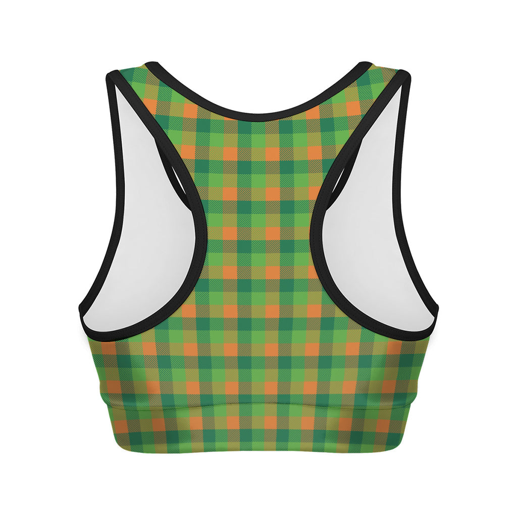 Shamrock Plaid St. Patrick's Day Print Women's Sports Bra