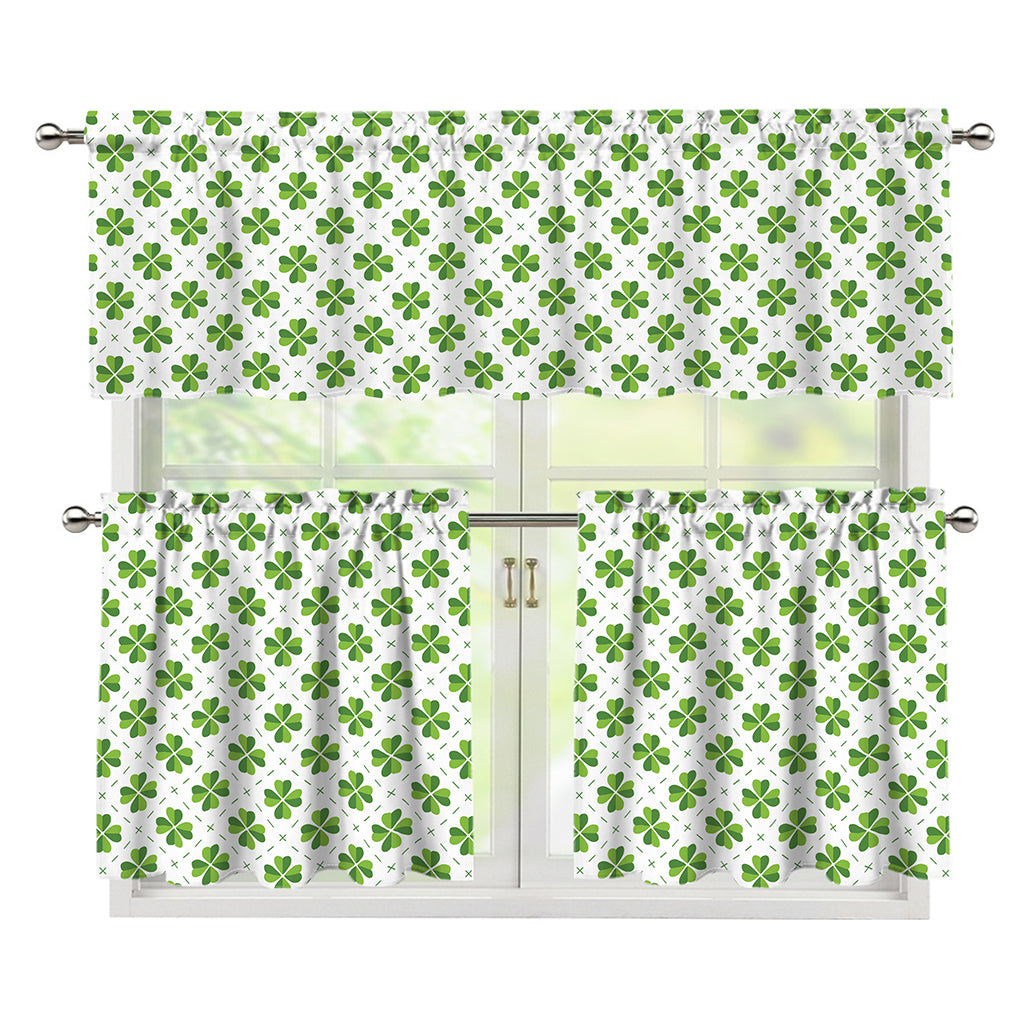 Shamrock Saint Patrick's Day Print 3 Piece Kitchen Curtains
