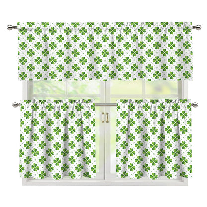 Shamrock Saint Patrick's Day Print 3 Piece Kitchen Curtains