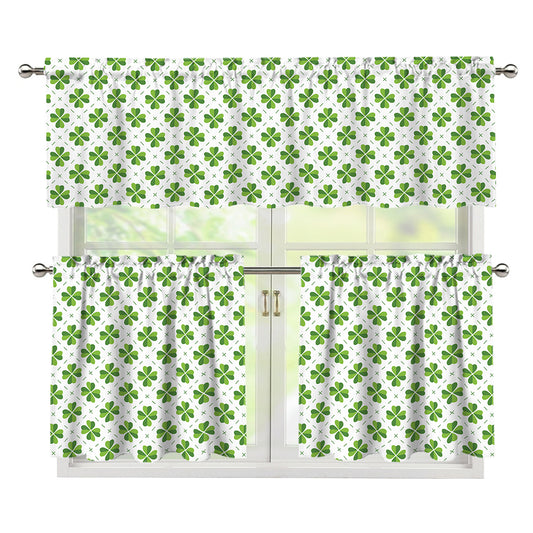 Shamrock Saint Patrick's Day Print 3 Piece Kitchen Curtains