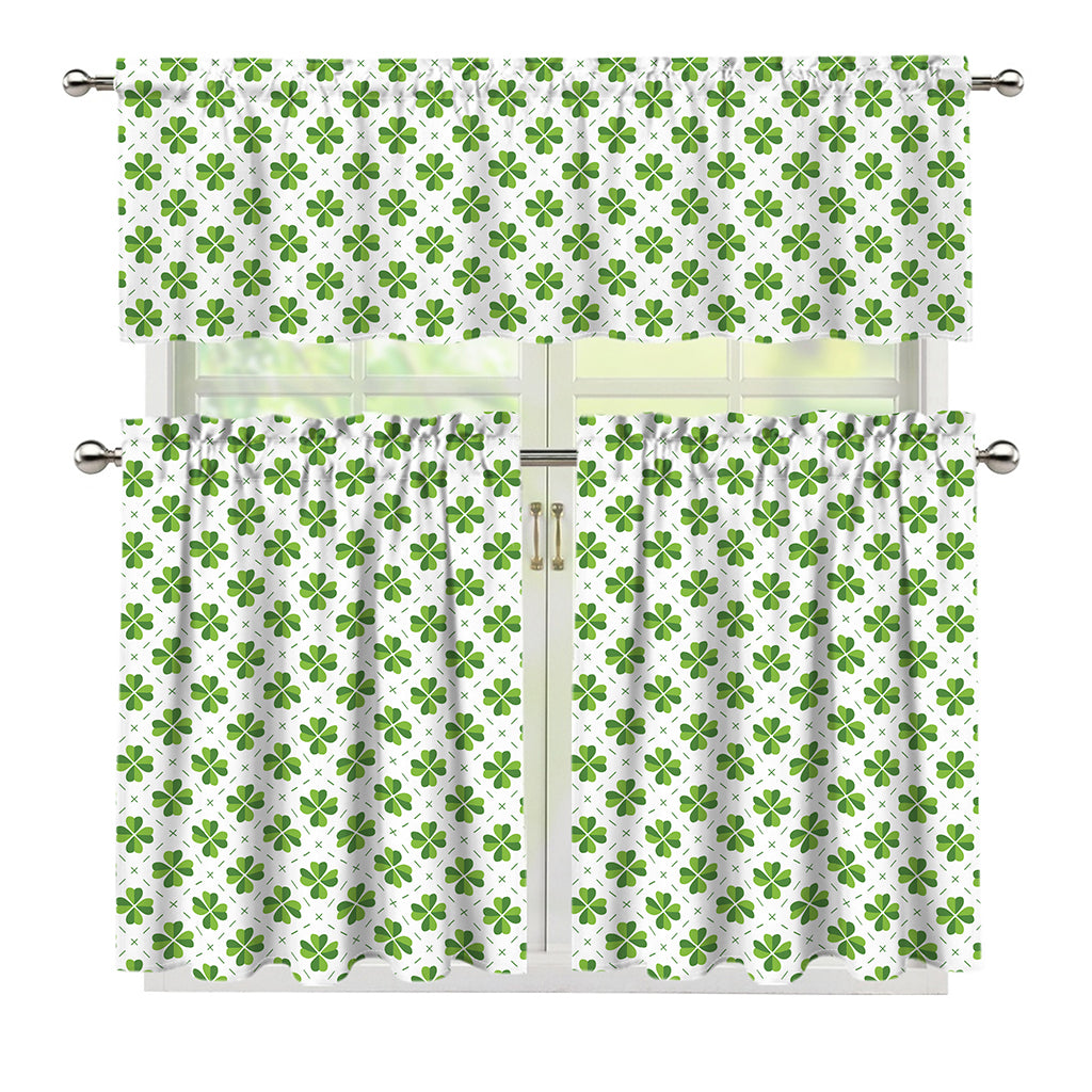 Shamrock Saint Patrick's Day Print 3 Piece Kitchen Curtains