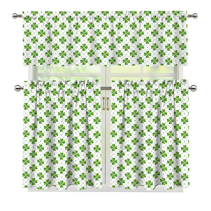 Shamrock Saint Patrick's Day Print 3 Piece Kitchen Curtains