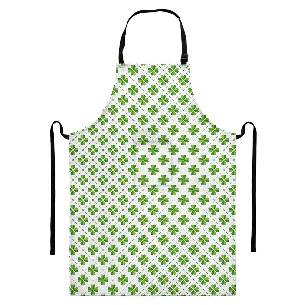 Shamrock Saint Patrick's Day Print Bib Apron With Pocket