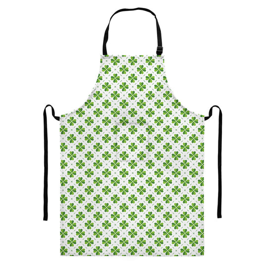 Shamrock Saint Patrick's Day Print Bib Apron With Pocket