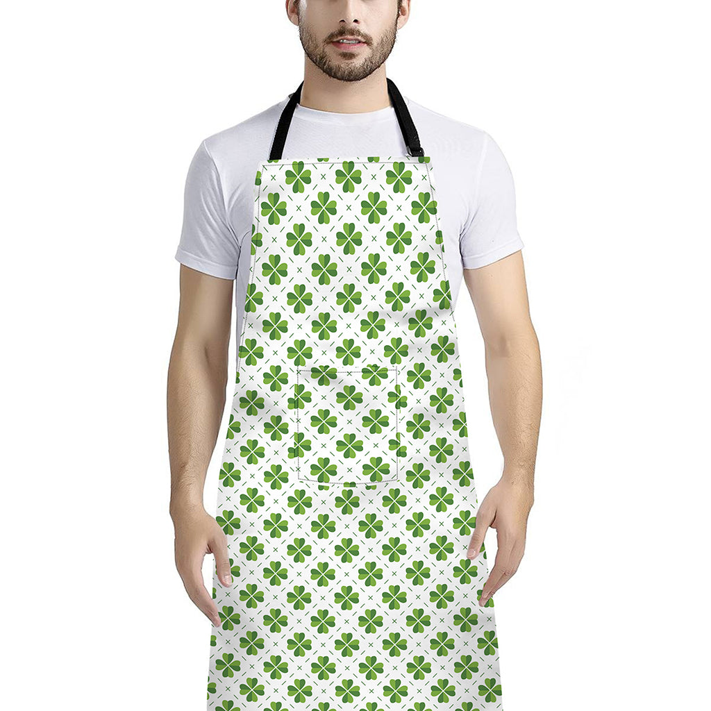 Shamrock Saint Patrick's Day Print Bib Apron With Pocket
