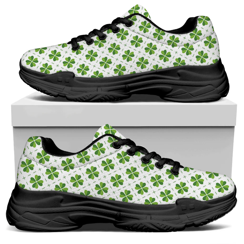 Shamrock Saint Patrick's Day Print Black Chunky Shoes