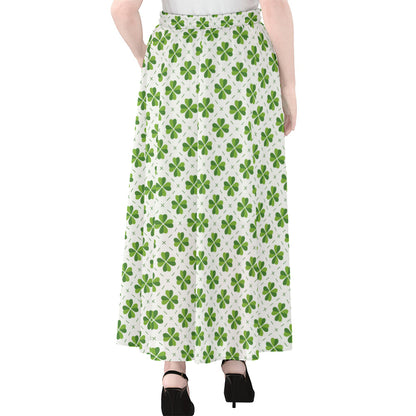 Shamrock Saint Patrick's Day Print Chiffon Maxi Skirt