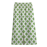 Shamrock Saint Patrick's Day Print Cotton Front Slit Maxi Skirt