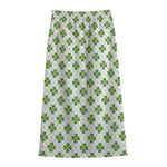 Shamrock Saint Patrick's Day Print Cotton Front Slit Maxi Skirt