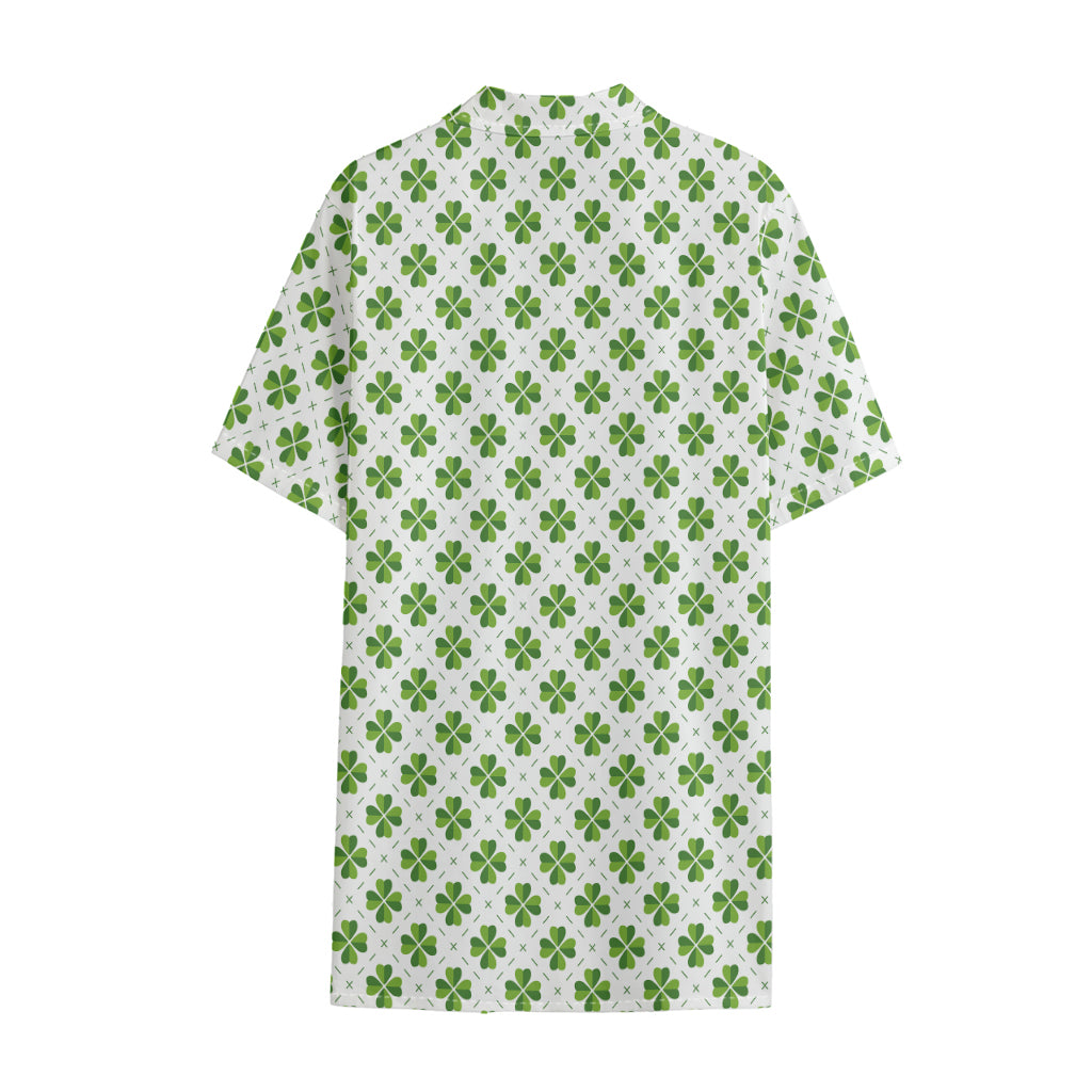 Shamrock Saint Patrick's Day Print Cotton Hawaiian Shirt