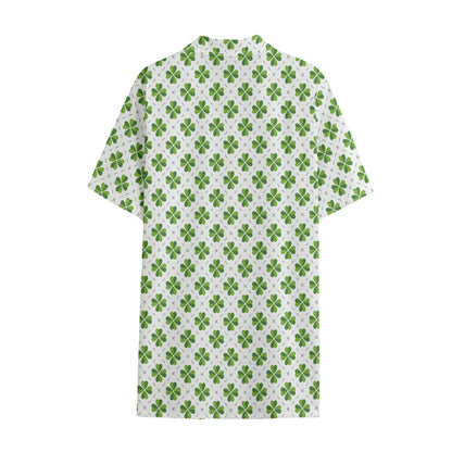Shamrock Saint Patrick's Day Print Cotton Hawaiian Shirt