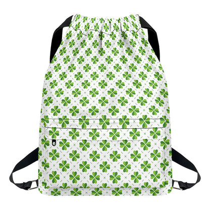 Shamrock Saint Patrick's Day Print Drawstring Backpack