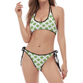 Shamrock Saint Patrick's Day Print Halter Scoop Tie Side Bikini