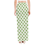Shamrock Saint Patrick's Day Print High Slit Maxi Skirt