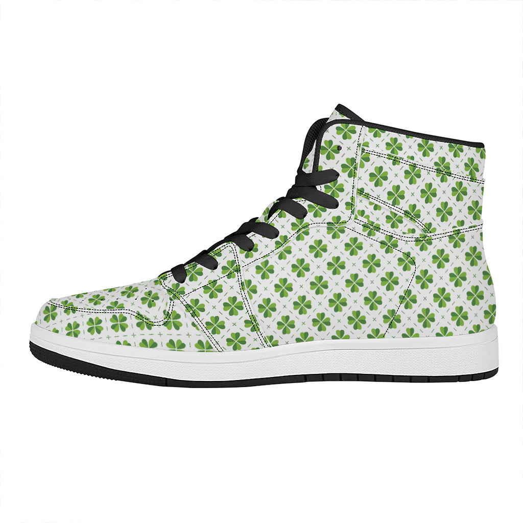 Shamrock Saint Patrick's Day Print High Top Leather Sneakers