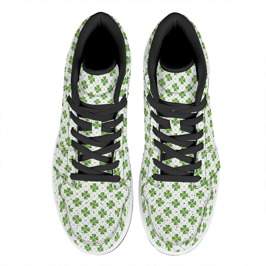 Shamrock Saint Patrick's Day Print High Top Leather Sneakers