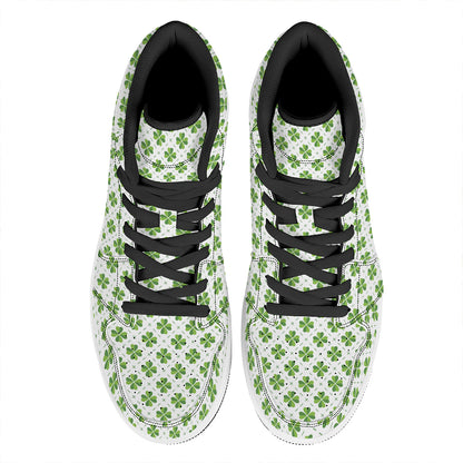 Shamrock Saint Patrick's Day Print High Top Leather Sneakers