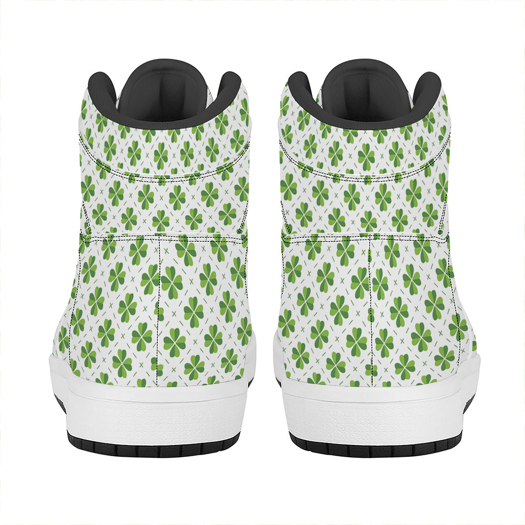 Shamrock Saint Patrick's Day Print High Top Leather Sneakers