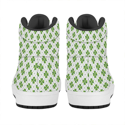 Shamrock Saint Patrick's Day Print High Top Leather Sneakers