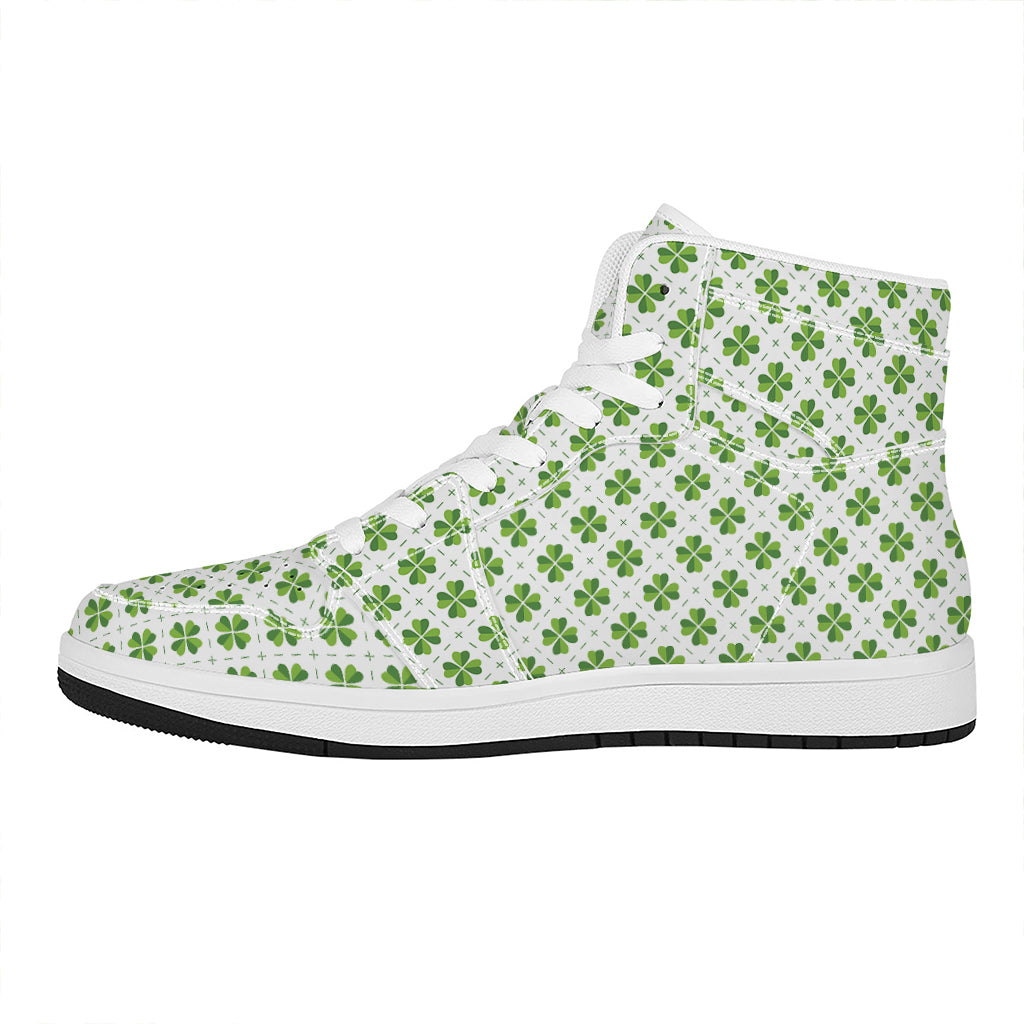 Shamrock Saint Patrick's Day Print High Top Leather Sneakers