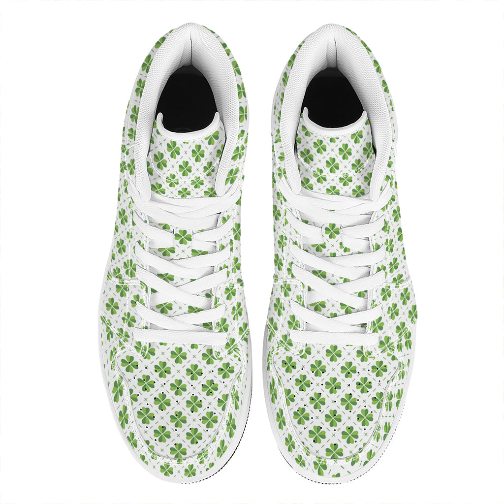 Shamrock Saint Patrick's Day Print High Top Leather Sneakers