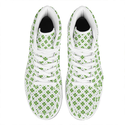 Shamrock Saint Patrick's Day Print High Top Leather Sneakers