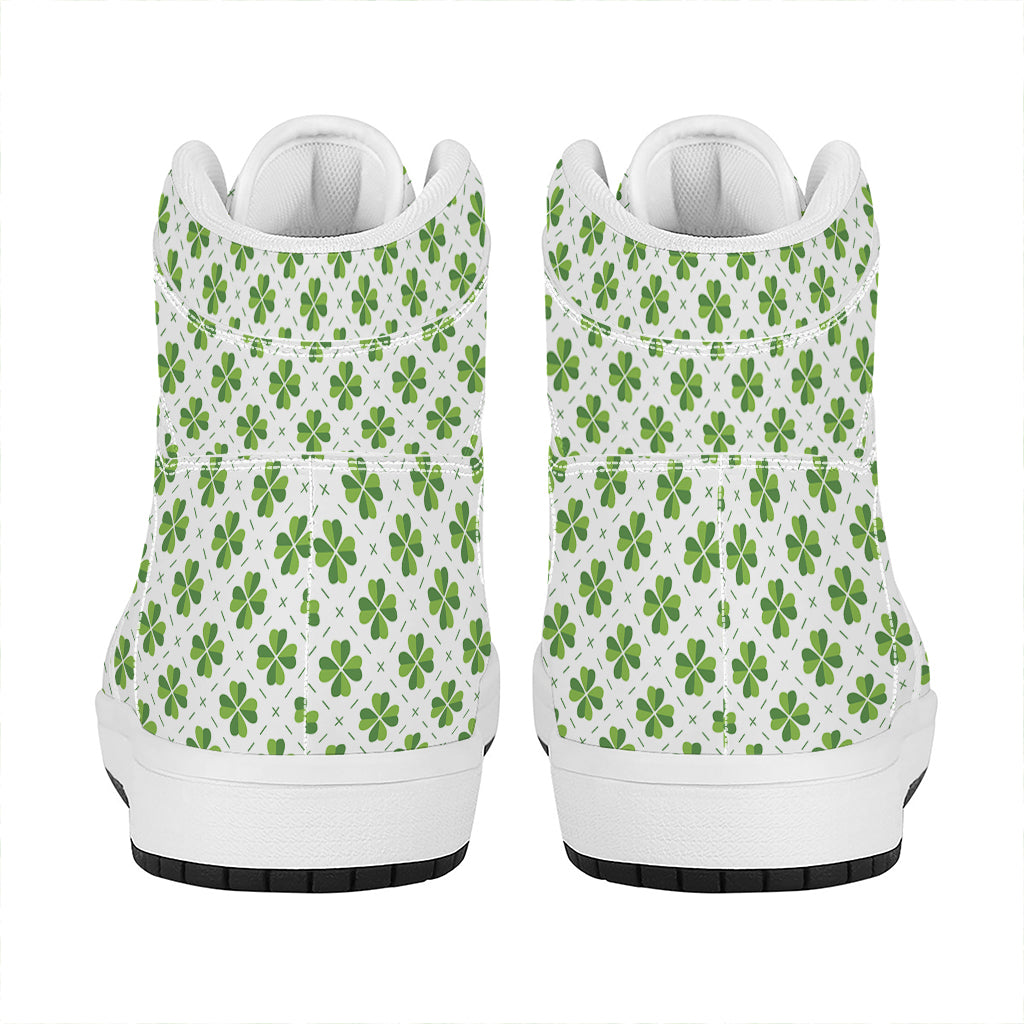 Shamrock Saint Patrick's Day Print High Top Leather Sneakers