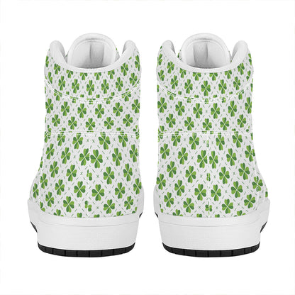 Shamrock Saint Patrick's Day Print High Top Leather Sneakers