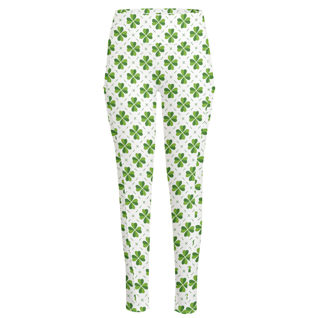 Shamrock Saint Patrick's Day Print High-Waisted Pocket Leggings