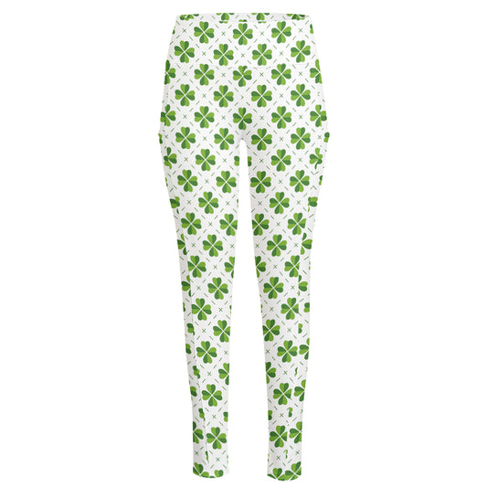 Shamrock Saint Patrick's Day Print High-Waisted Pocket Leggings