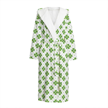 Shamrock Saint Patrick's Day Print Hooded Bathrobe