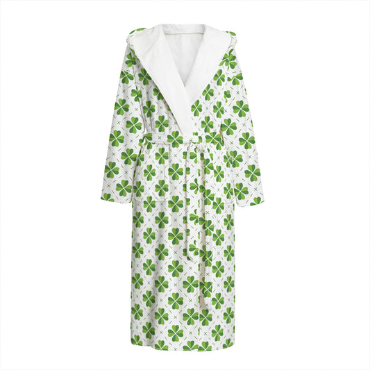 Shamrock Saint Patrick's Day Print Hooded Bathrobe