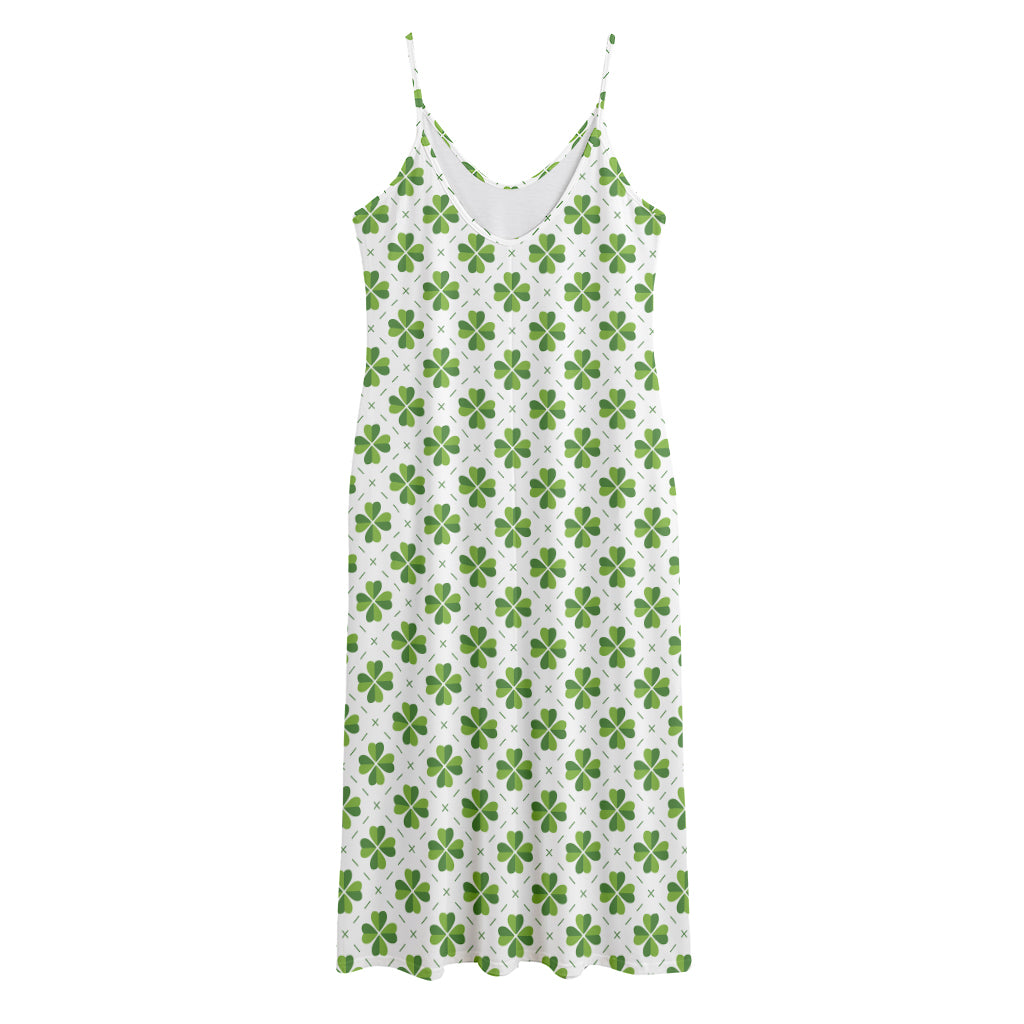 Shamrock Saint Patrick's Day Print Jersey Midi Cami Dress