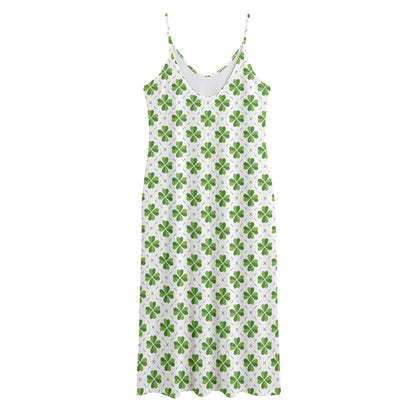 Shamrock Saint Patrick's Day Print Jersey Midi Cami Dress