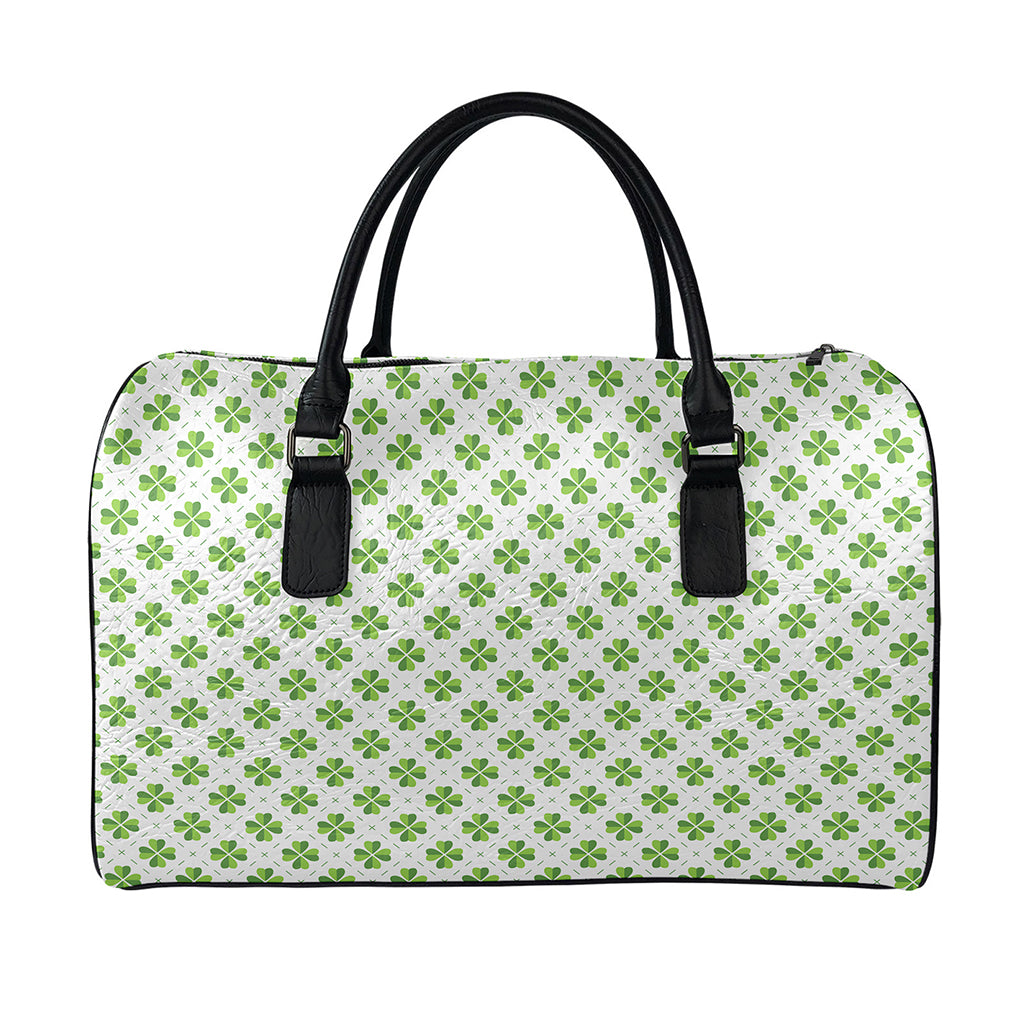 Shamrock Saint Patrick's Day Print Leather Duffle Bag