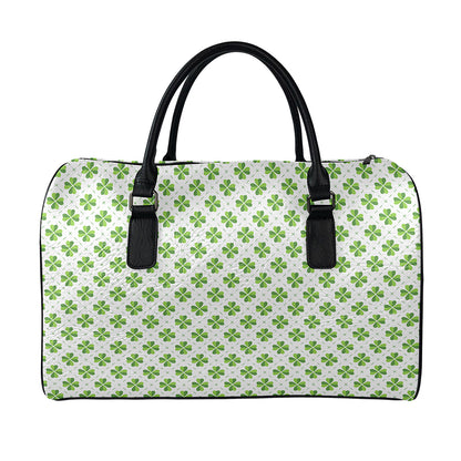 Shamrock Saint Patrick's Day Print Leather Duffle Bag