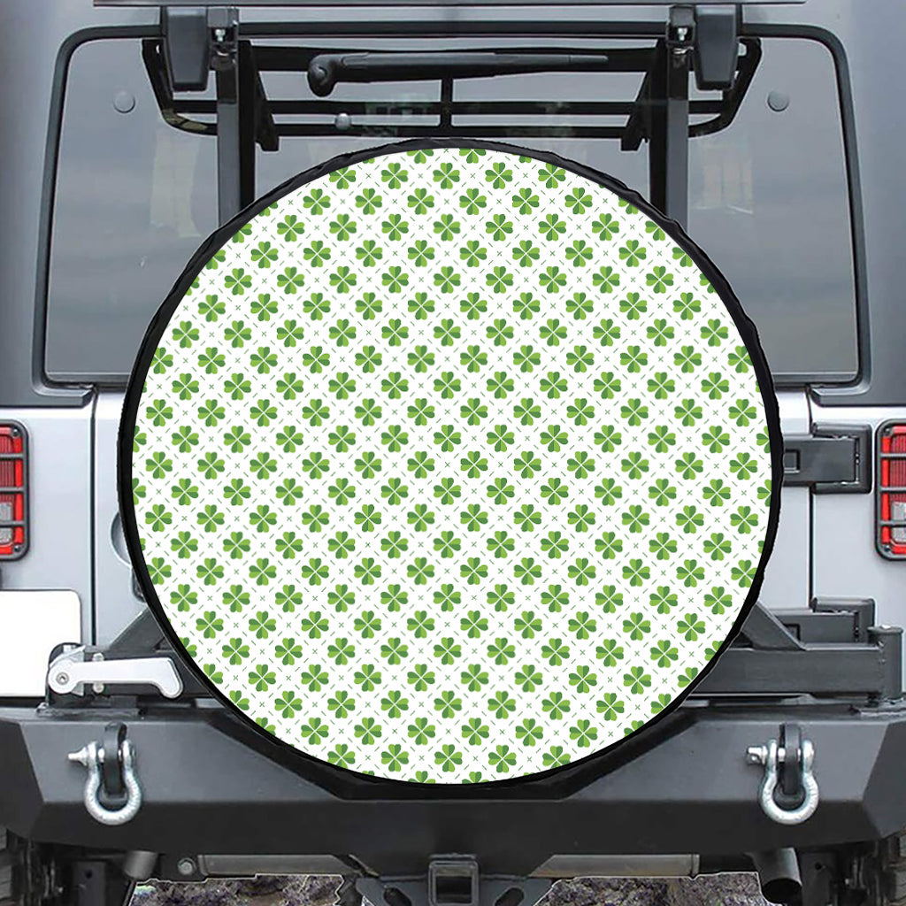 Shamrock Saint Patrick's Day Print Leather Spare Tire Cover