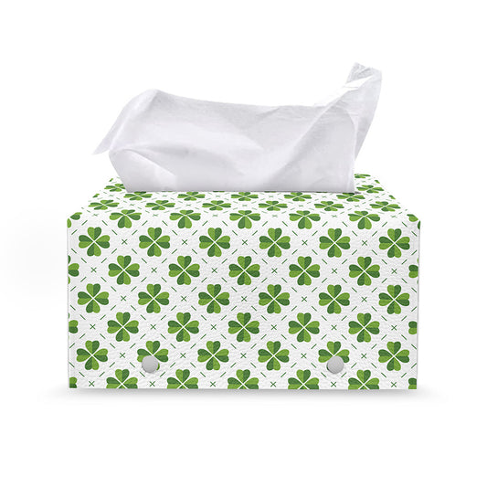 Shamrock Saint Patrick's Day Print Leather Tissue Box Cover