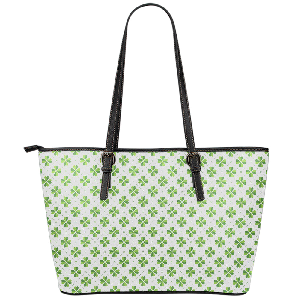 Shamrock Saint Patrick's Day Print Leather Tote Bag
