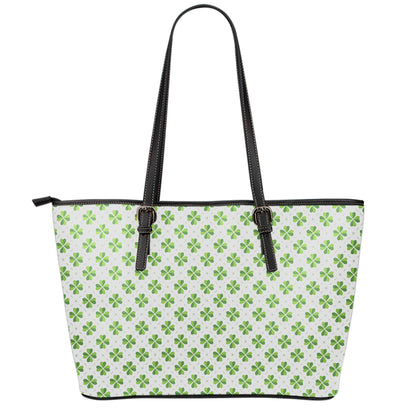 Shamrock Saint Patrick's Day Print Leather Tote Bag