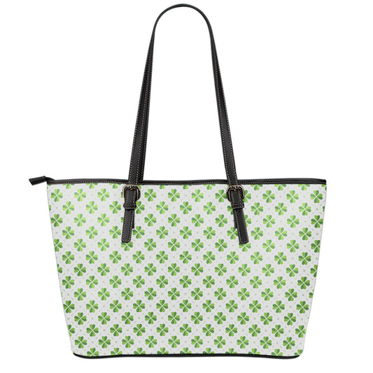 Shamrock Saint Patrick's Day Print Leather Tote Bag