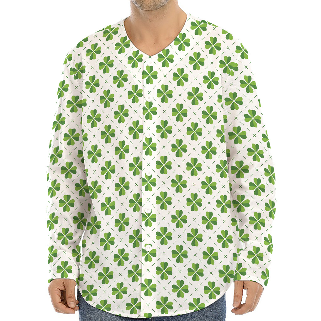 Shamrock Saint Patrick's Day Print Long Sleeve Baseball Jersey